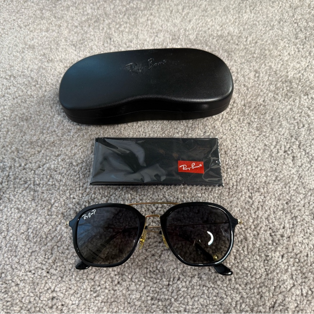 Ray Ban RB4451 Polarized Sunglasses Black and Gold Frames